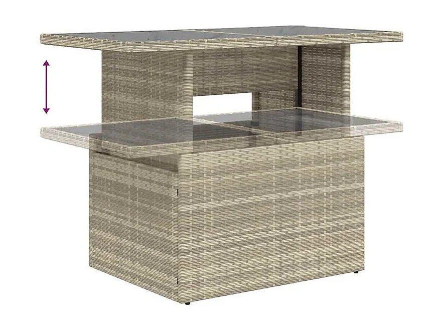 Salon de jardin avec coussins 10 pcs gris clair résine tressée