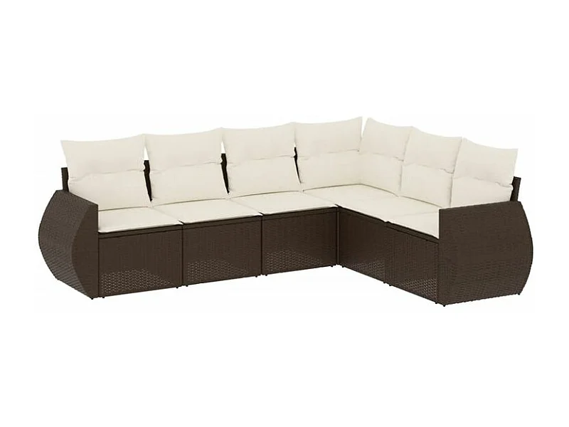 Salon de jardin avec coussins 6 pcs marron résine tressée