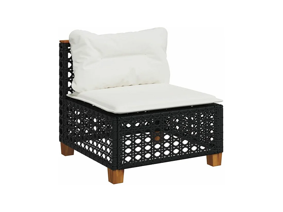 Salon de jardin 7 pcs avec coussins noir résine tressée