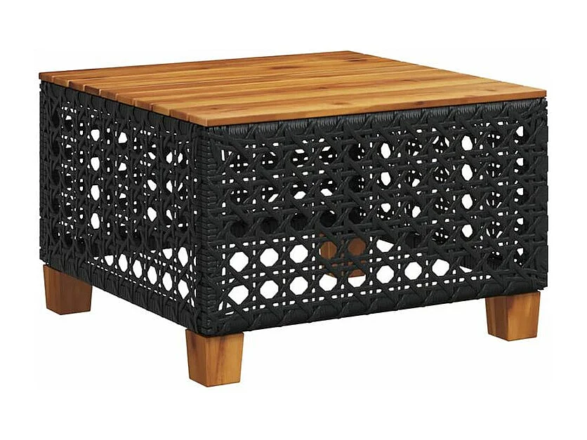 Salon de jardin 7 pcs avec coussins noir résine tressée