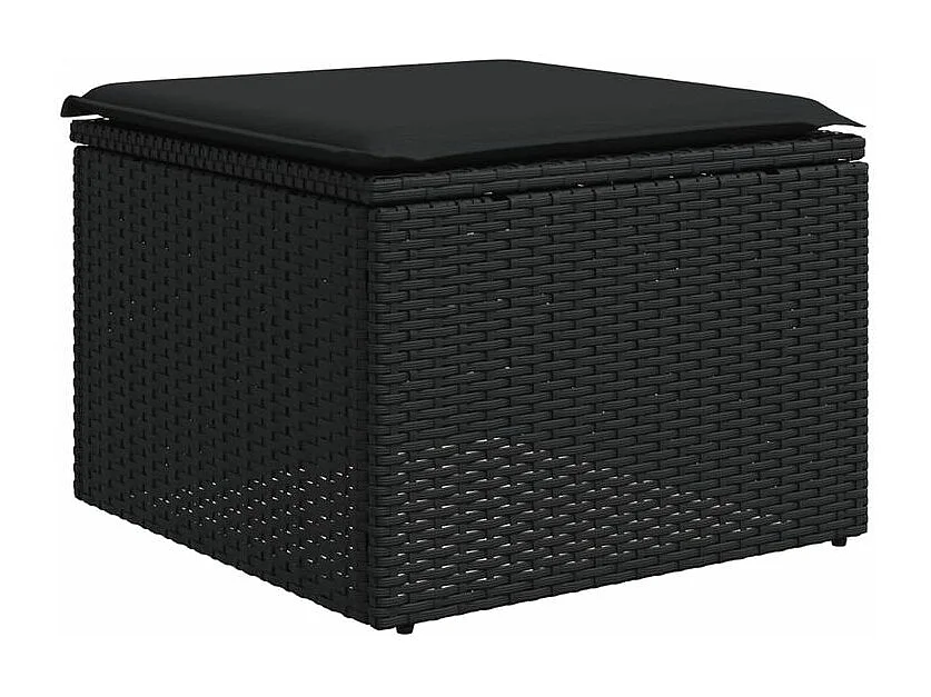 Salon de jardin 8 pcs avec coussins noir résine tressée