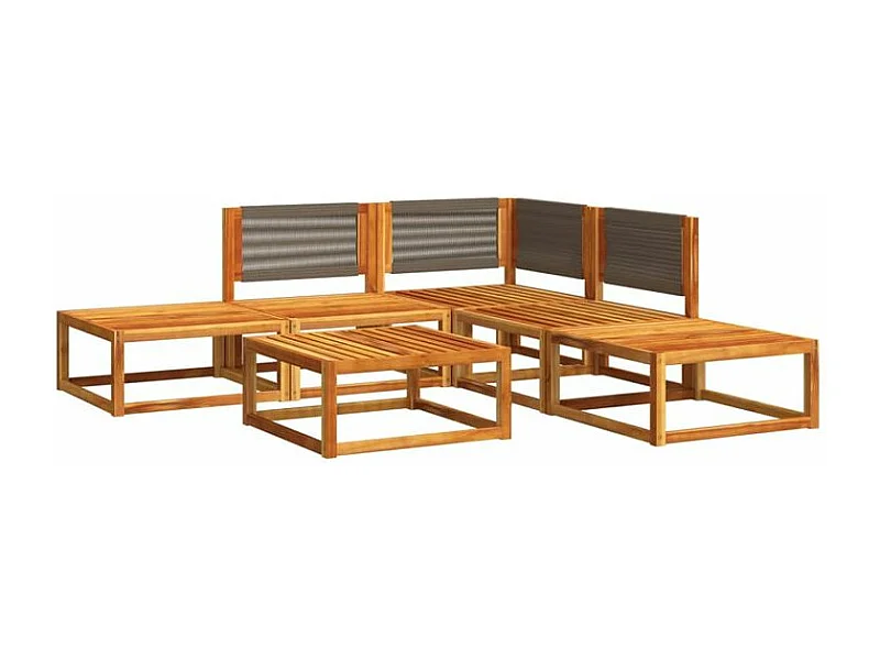 Salon de jardin avec coussins 6 pcs bois d'acacia solide