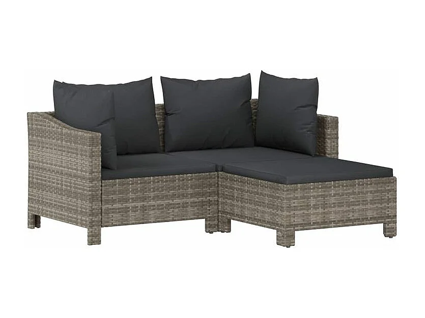 Salon de jardin 5 pcs avec coussins Gris Résine tressée