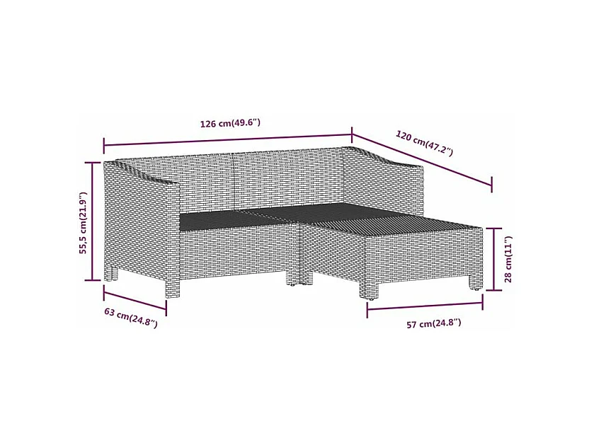 Salon de jardin 5 pcs avec coussins Gris Résine tressée