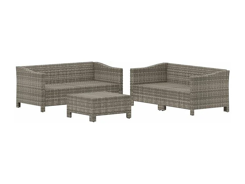 Salon de jardin 5 pcs avec coussins Gris Résine tressée