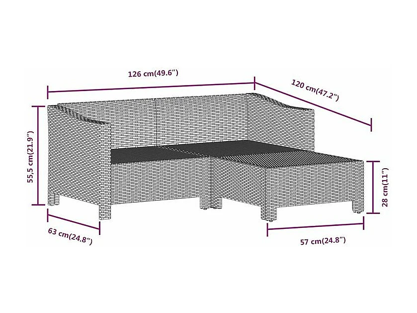 Salon de jardin 5 pcs avec coussins Gris Résine tressée