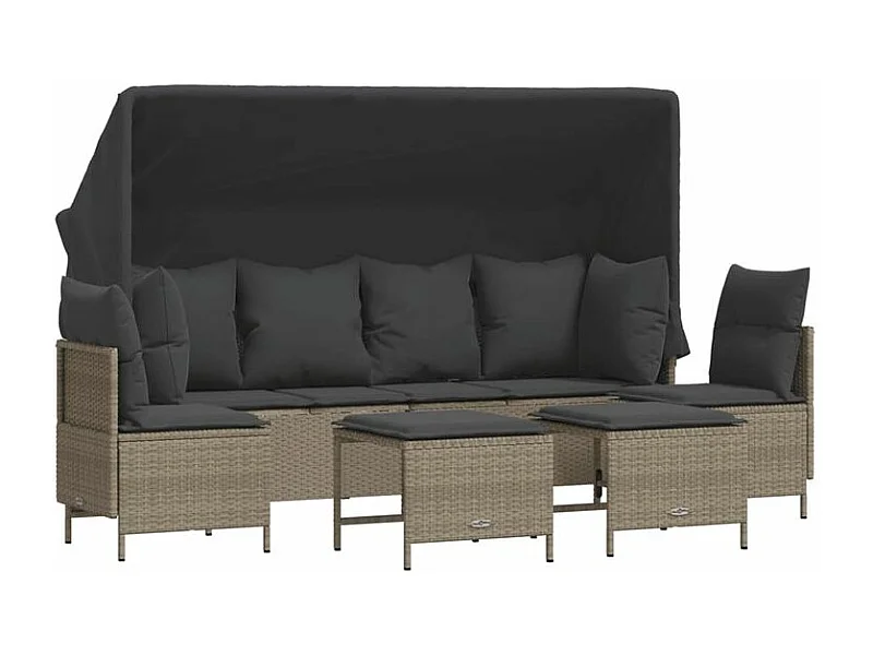 Salon de jardin 5 pcs avec coussins gris clair résine tressée