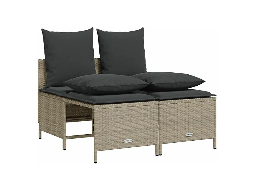 Salon de jardin 5 pcs avec coussins gris clair résine tressée