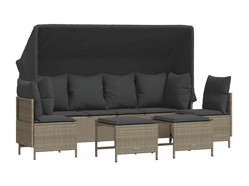 Salon de jardin 5 pcs avec coussins gris clair résine tressée