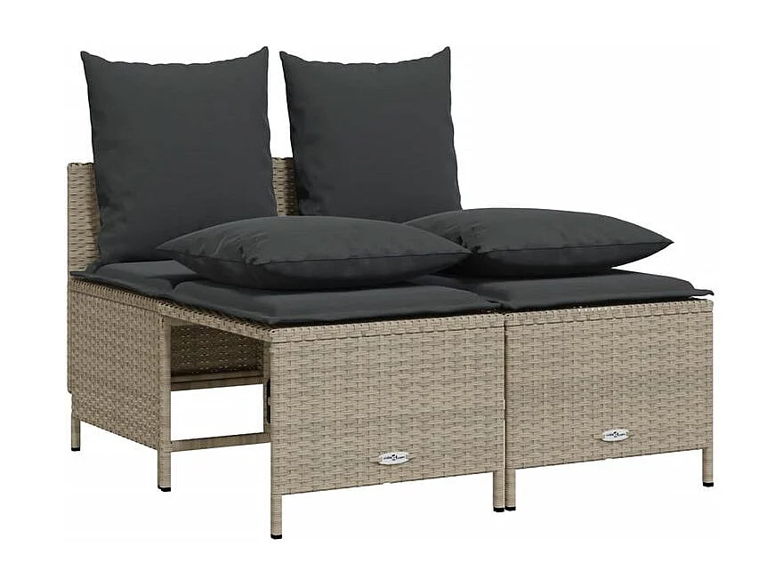 Salon de jardin 5 pcs avec coussins gris clair résine tressée