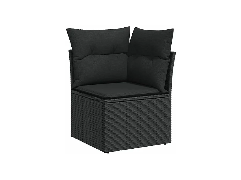 Salon de jardin 8 pcs avec coussins noir résine tressée