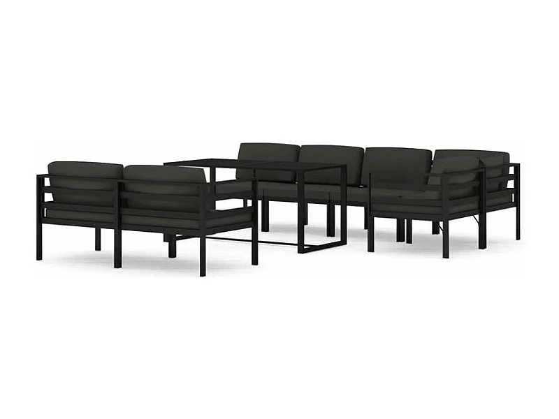 Salon de jardin 8 pcs avec coussins Aluminium Anthracite