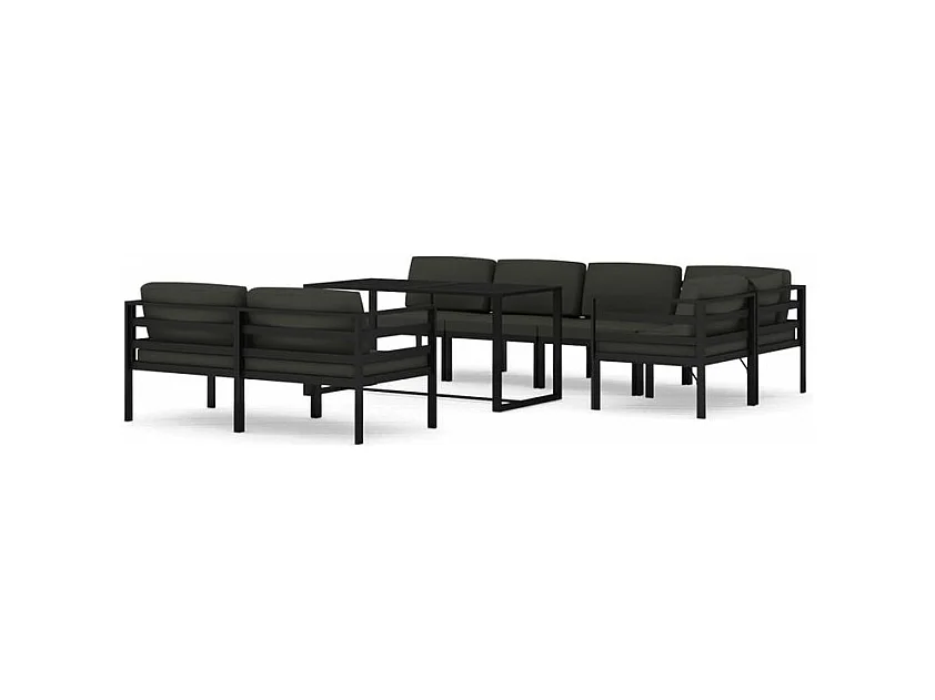 Salon de jardin 8 pcs avec coussins Aluminium Anthracite