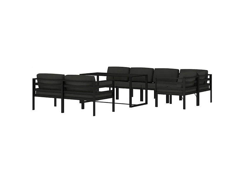 Salon de jardin 8 pcs avec coussins Aluminium Anthracite