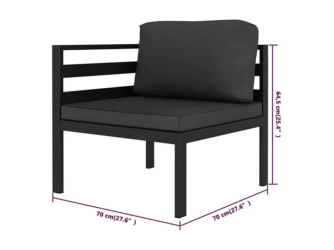 Salon de jardin 8 pcs avec coussins Aluminium Anthracite