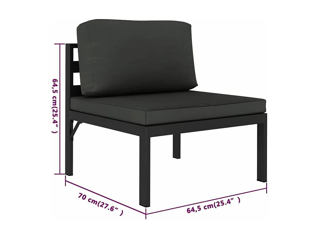 Salon de jardin 8 pcs avec coussins Aluminium Anthracite