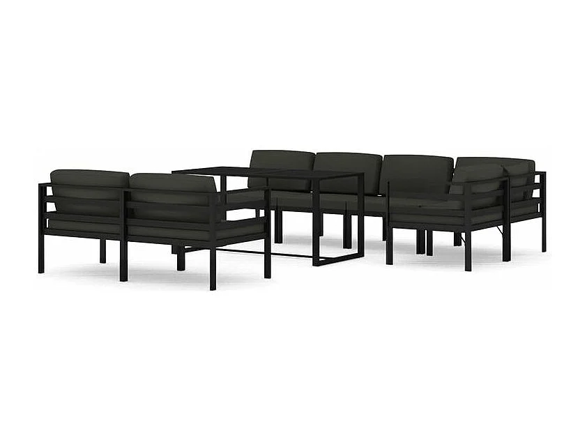 Salon de jardin 8 pcs avec coussins Aluminium Anthracite