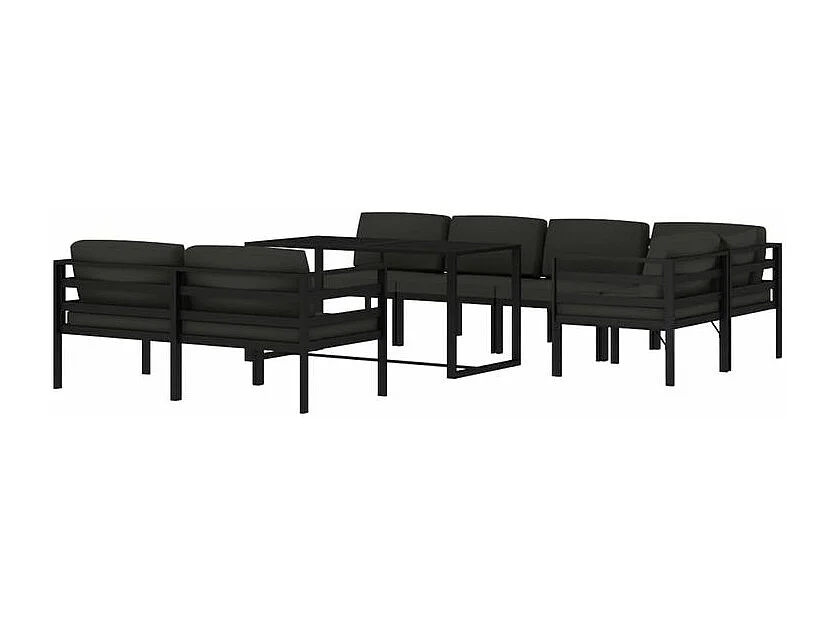Salon de jardin 8 pcs avec coussins Aluminium Anthracite