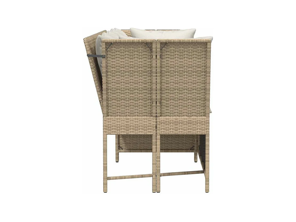 Canapé de jardin avec coussins beige résine tressée