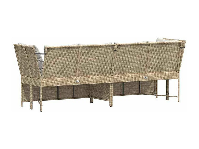 Canapé de jardin avec coussins beige résine tressée