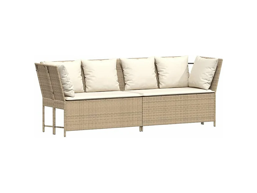 Canapé de jardin avec coussins beige résine tressée