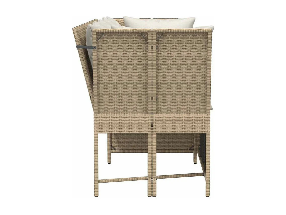 Canapé de jardin avec coussins beige résine tressée