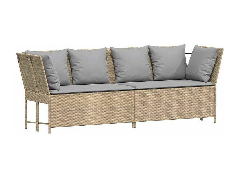 Canapé de jardin avec coussins beige résine tressée