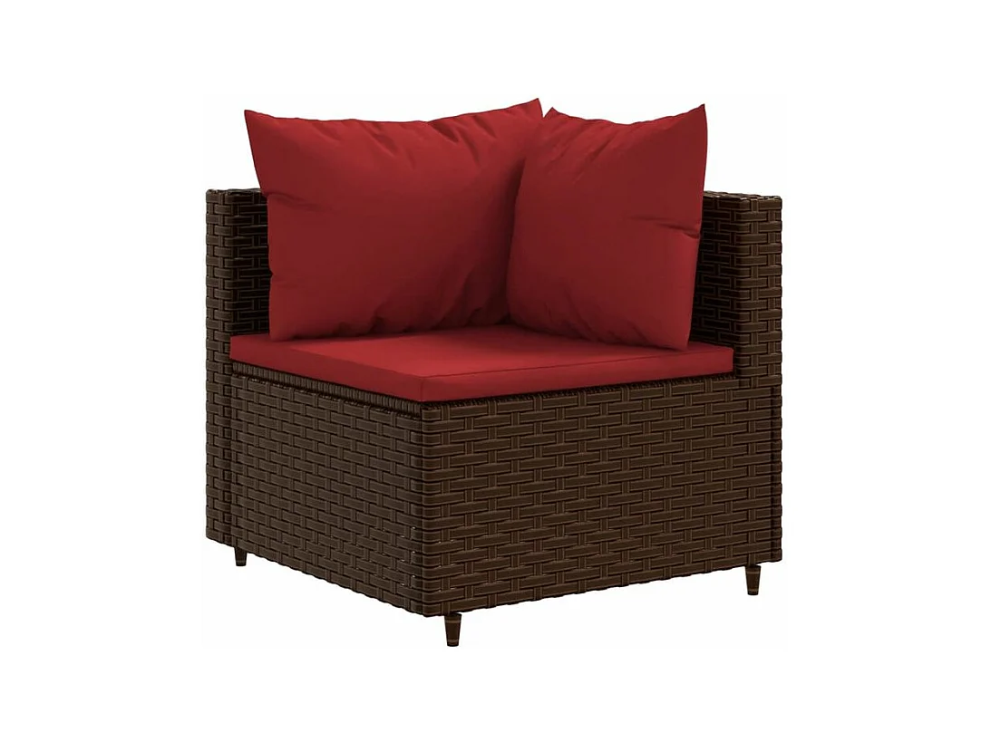 Salon de jardin 6 pcs avec coussins Marron Résine tressée