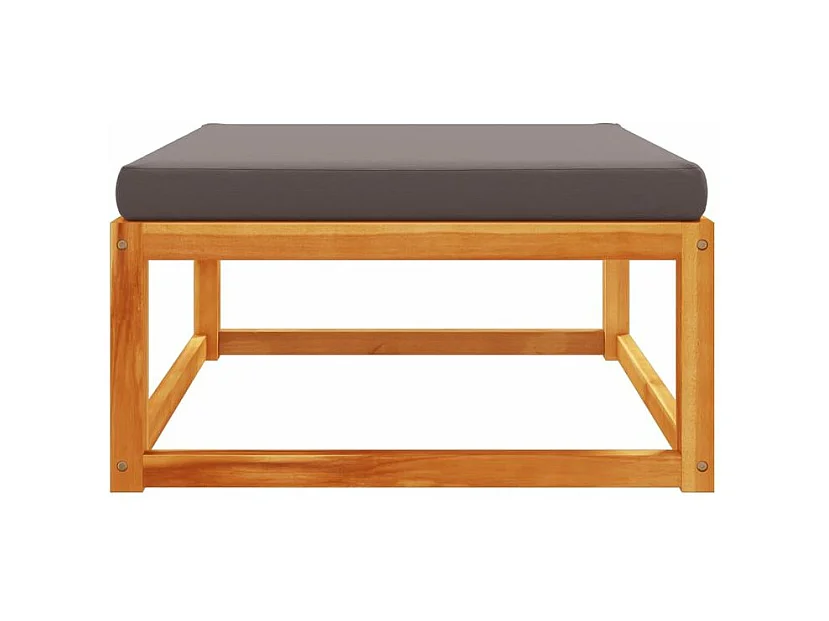 Repose-pied de jardin avec coussins bois massif d'acacia