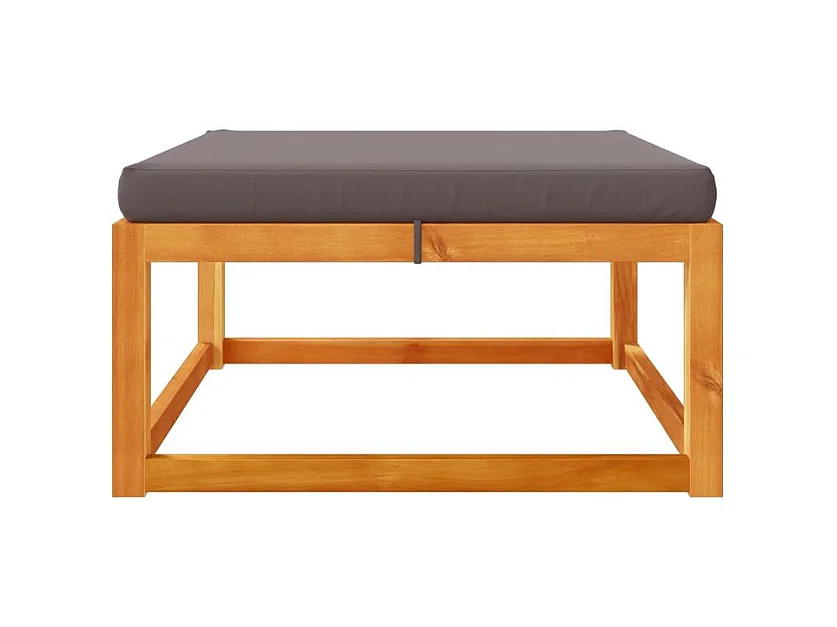 Repose-pied de jardin avec coussins bois massif d'acacia