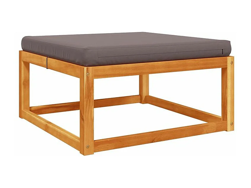 Repose-pied de jardin avec coussins bois massif d'acacia