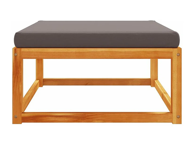 Repose-pied de jardin avec coussins bois massif d'acacia