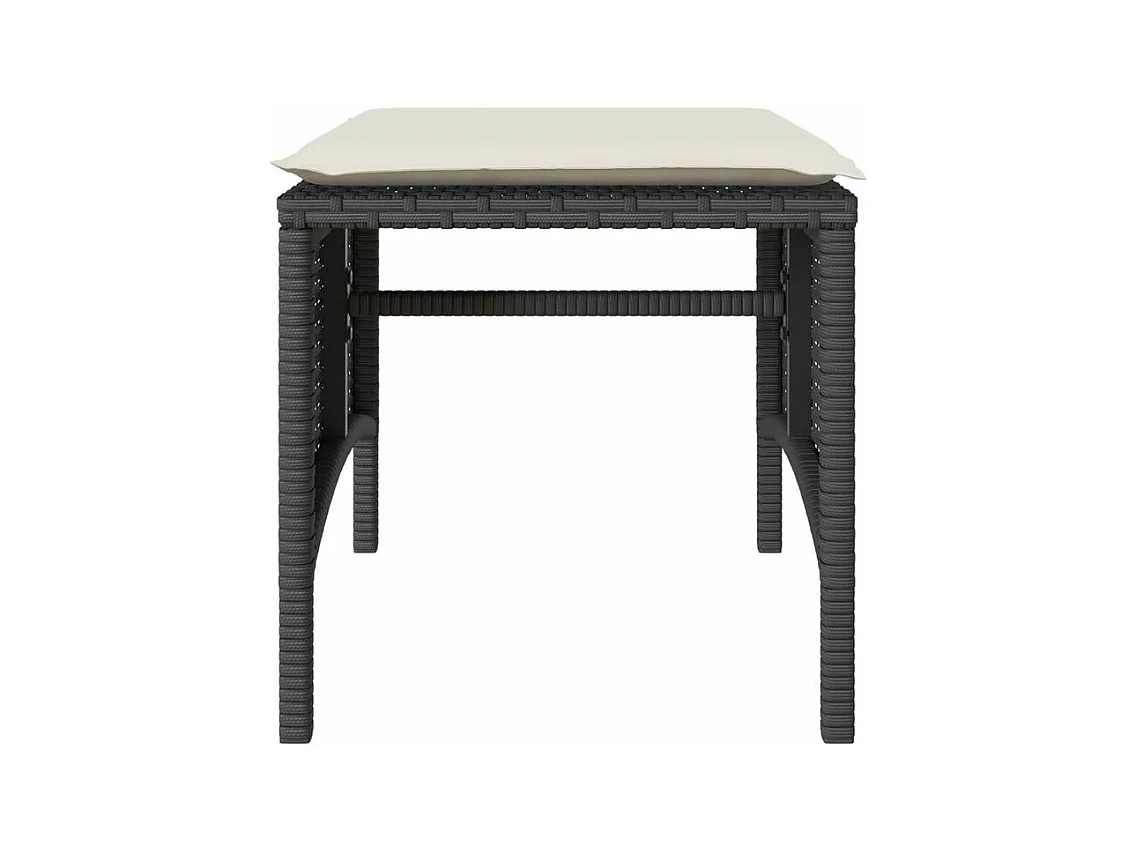 Canapé de jardin 2 places avec table et tabourets noir rotin