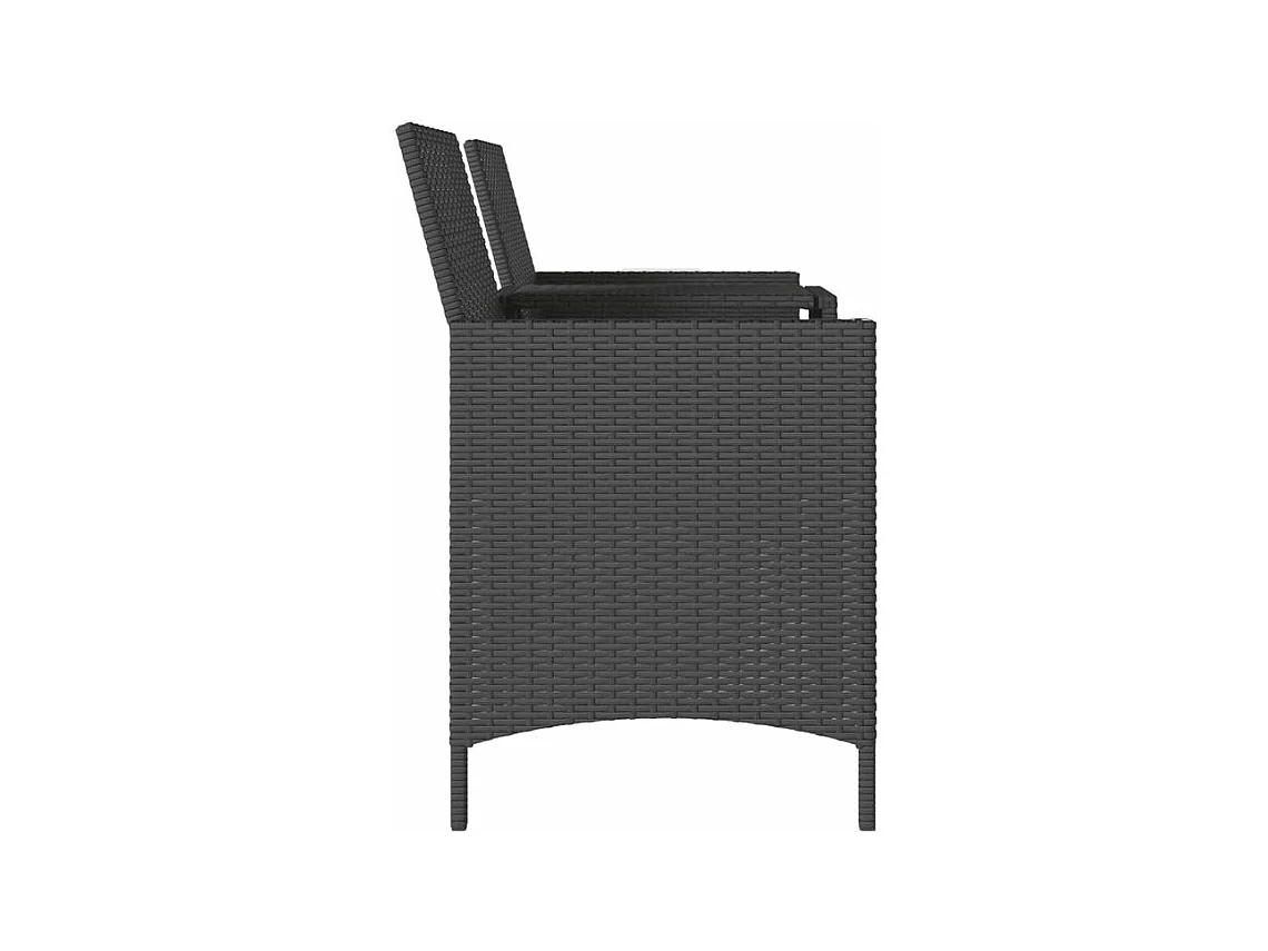 Canapé de jardin 2 places avec table et tabourets noir rotin