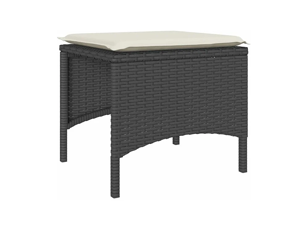 Canapé de jardin 2 places avec table et tabourets noir rotin