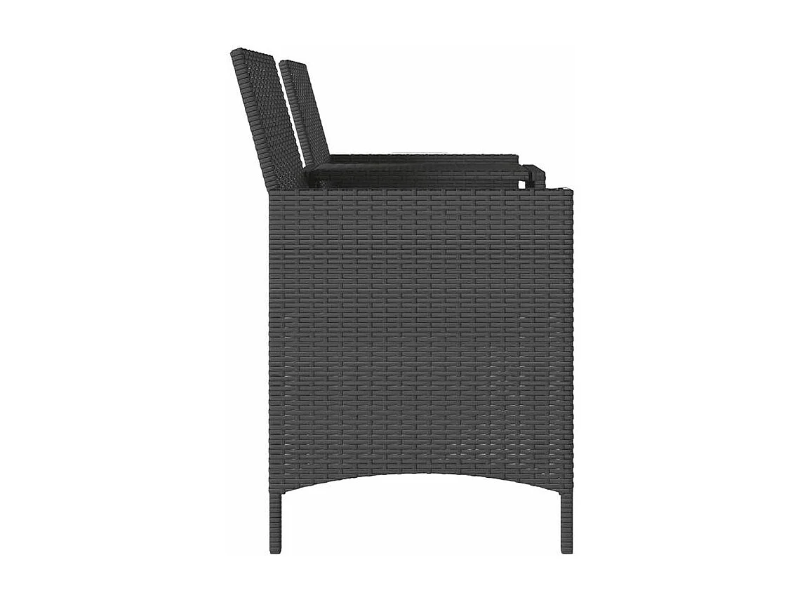 Canapé de jardin 2 places avec table et tabourets noir rotin