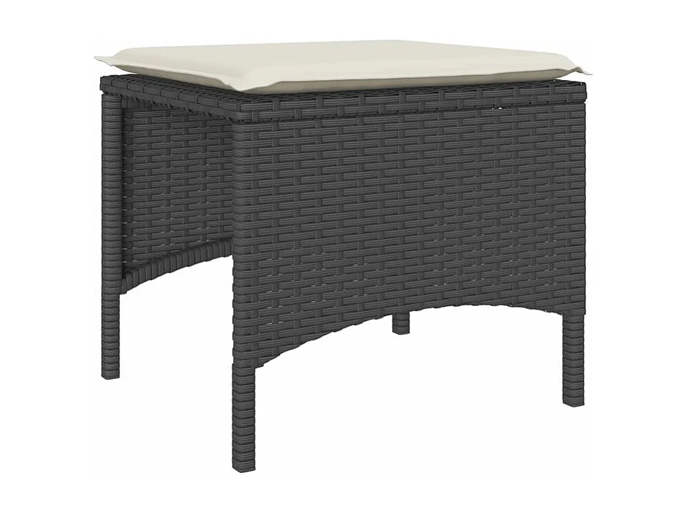 Canapé de jardin 2 places avec table et tabourets noir rotin