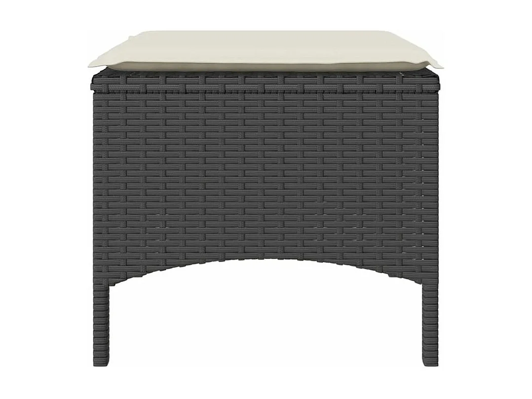 Canapé de jardin 2 places avec table et tabourets noir rotin