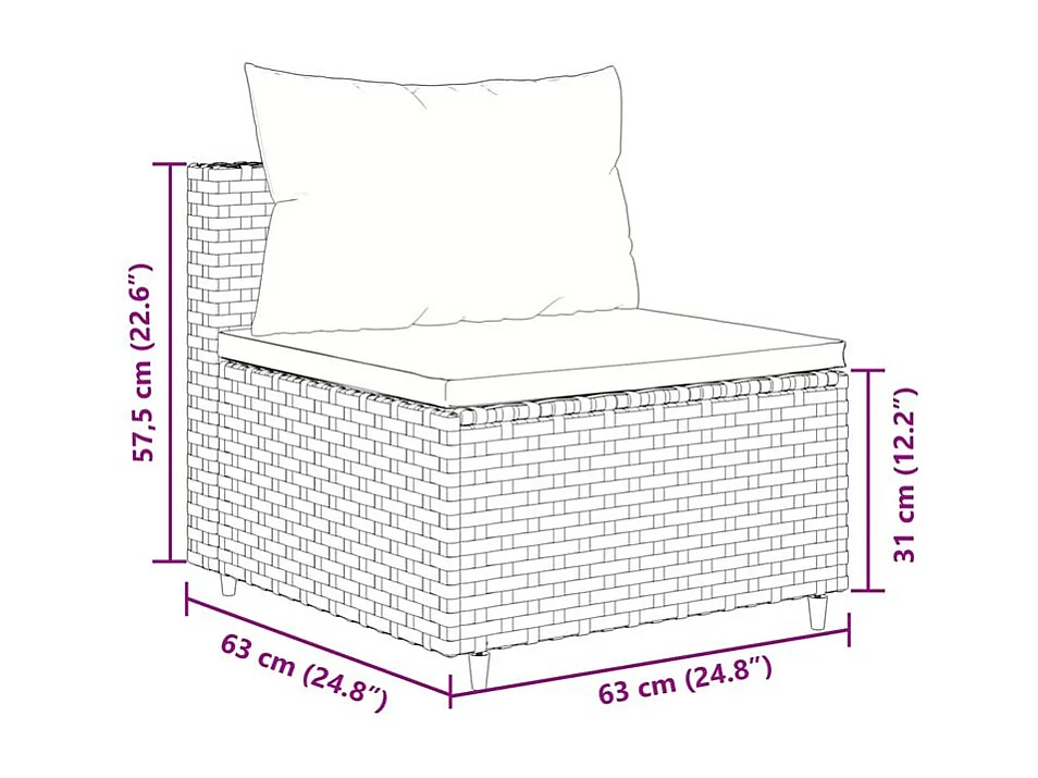Salon de jardin 6 pcs avec coussins Marron Résine tressée