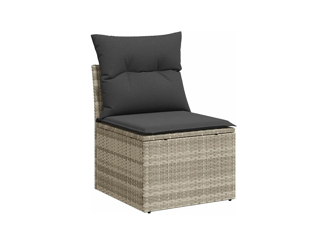 Salon de jardin avec coussins 7 pcs gris clair résine tressée