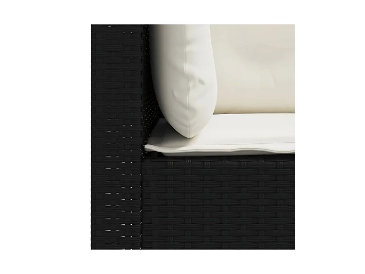 Canapés d'angle de jardin et coussins 2 pcs noir résine tressée