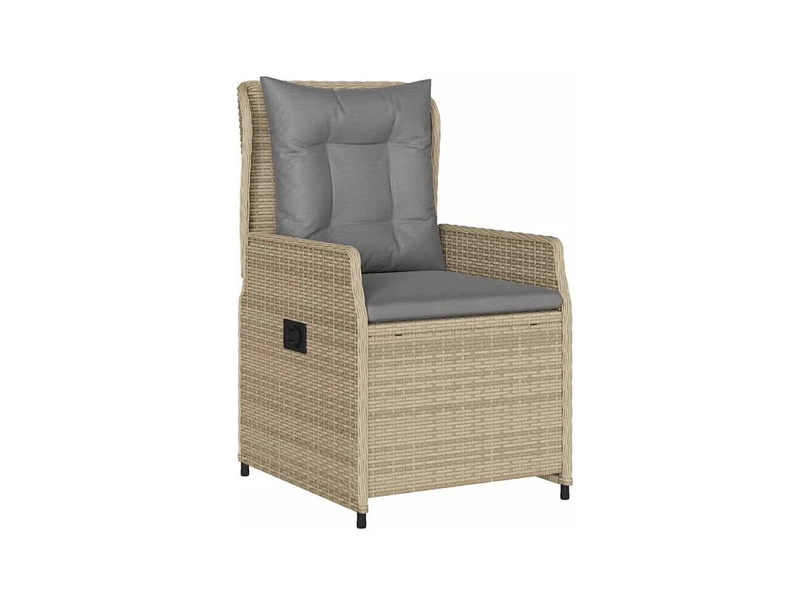 Ensemble à manger de jardin et coussins 3 pcs Beige poly rotin