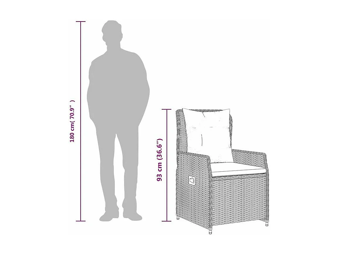 Ensemble à manger de jardin et coussins 3 pcs Beige poly rotin