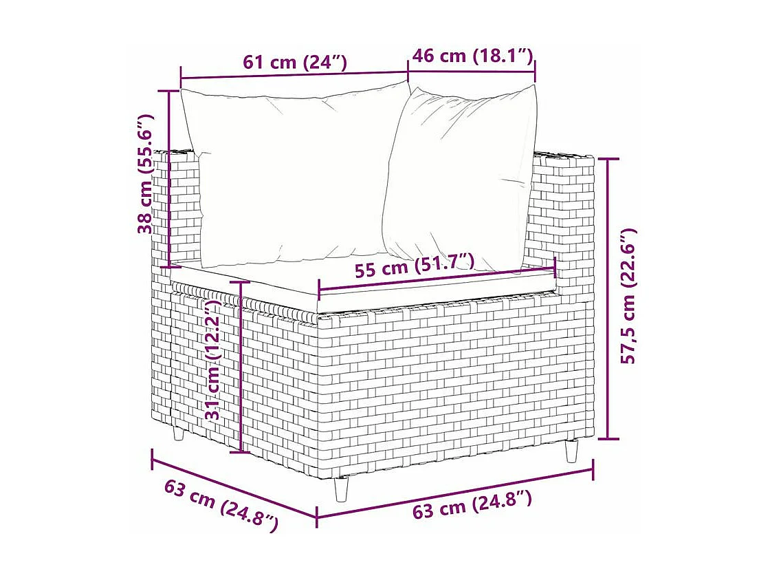 Salon de jardin 5 pcs avec coussins Gris Résine tressée