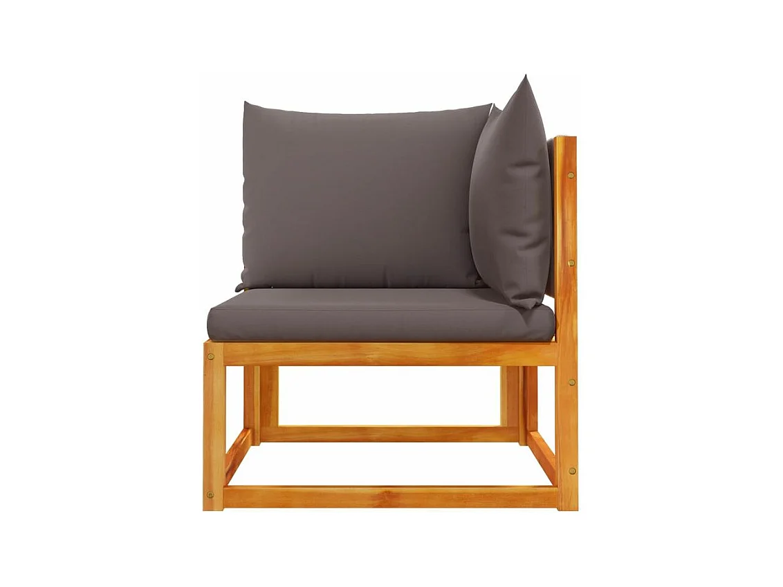 Canapé d'angle de jardin avec coussins bois massif d'acacia