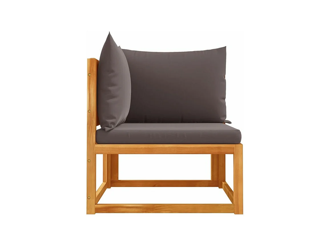 Canapé d'angle de jardin avec coussins bois massif d'acacia