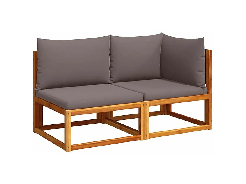Canapé de jardin avec coussins 2 places bois massif d'acacia