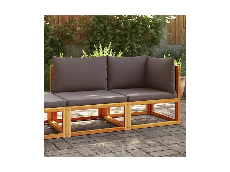 Canapé de jardin avec coussins 2 places bois massif d'acacia
