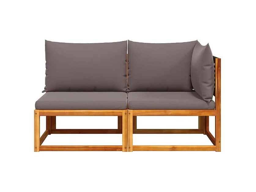 Canapé de jardin avec coussins 2 places bois massif d'acacia