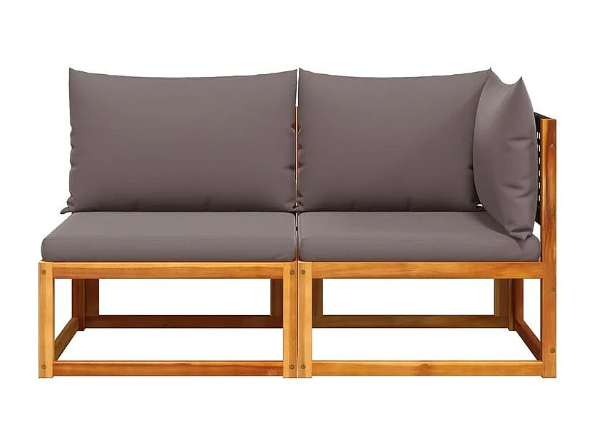 Canapé de jardin avec coussins 2 places bois massif d'acacia